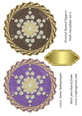 Twisted Round Toppers with Snowflake Set 6