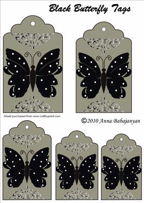 Black Butterfly Tags