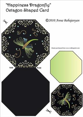 Happiness Dragonfly Octagon Shaped Card