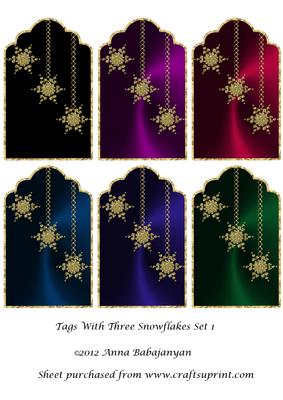 Tags with Three Snowflakes Set 1