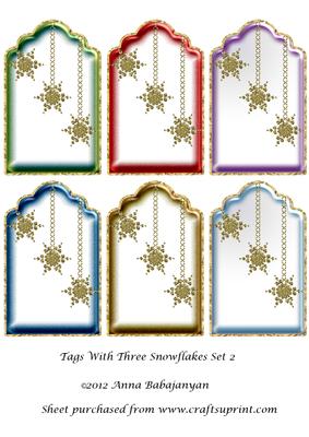 Tags with Three Snowflakes Set 2