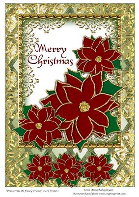 Poinsettias on Fancy Frame Card Front 2