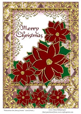Poinsettias on Fancy Frame Card Front 3
