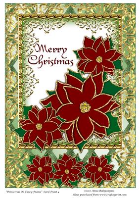 Poinsettias on Fancy Frame Card Front 4