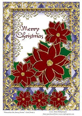 Poinsettias on Fancy Frame Card Front 5
