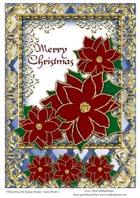 Poinsettias on Fancy Frame Card Front 6
