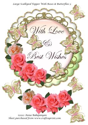 Large Scalloped Topper with Roses & Butterflies 3