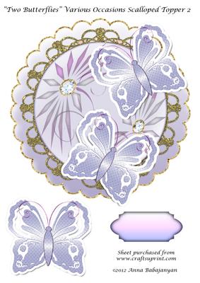 Two Butterflies Various Occasions Scalloped Topper 2
