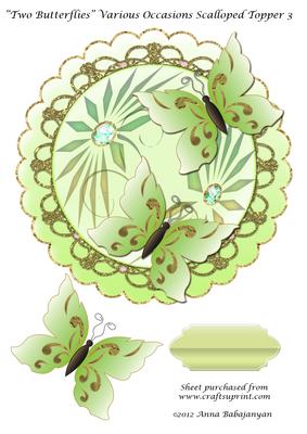 Two Butterflies Various Occasions Scalloped Topper 3