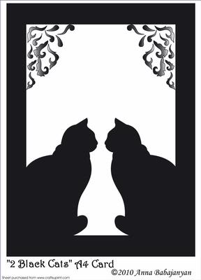 2 Black Cats A4 Card