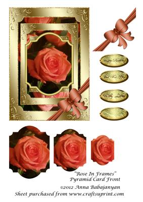 Rose in Frames Pyramid Card Front