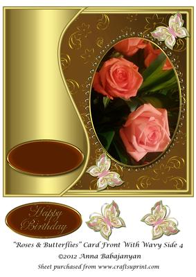 Roses & Butterflies Card Front with Wavy Side 4