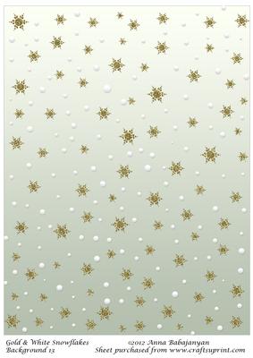 Gold & White Snowflakes Background 13