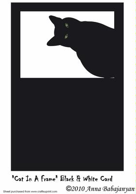 Cat in a Frame Black & White Card