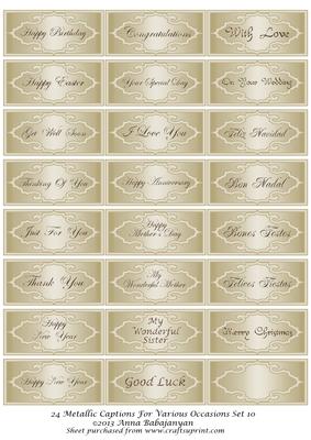 24 Metallic Captions for Various Occasions Set 10