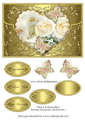 Heart & Butterflies Various Occasions Card Front 1