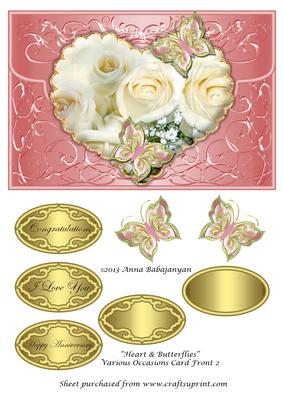 Heart & Butterflies Various Occasions Card Front 2