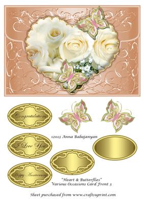 Heart & Butterflies Various Occasions Card Front 3