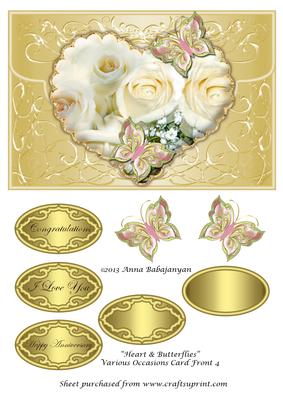 Heart & Butterflies Various Occasions Card Front 4