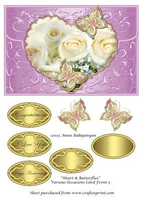 Heart & Butterflies Various Occasions Card Front 5