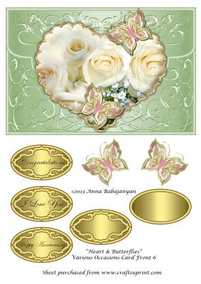 Heart & Butterflies Various Occasions Card Front 6