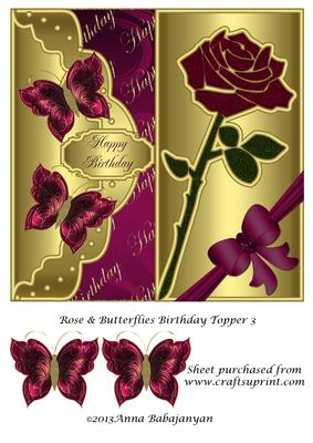 Rose & Butterflies Birthday Topper 3