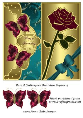 Rose & Butterflies Birthday Topper 4