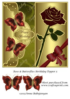 Rose & Butterflies Birthday Topper 5