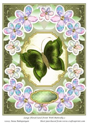 Large Floral Card Front with Butterfly 2