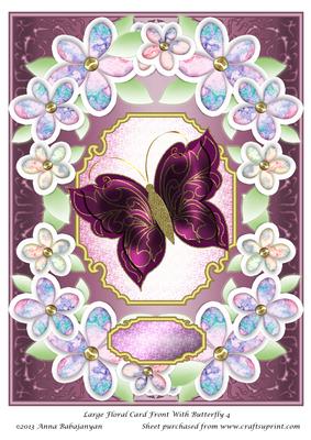 Large Floral Card Front with Butterfly 4