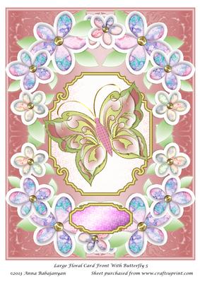 Large Floral Card Front with Butterfly 5