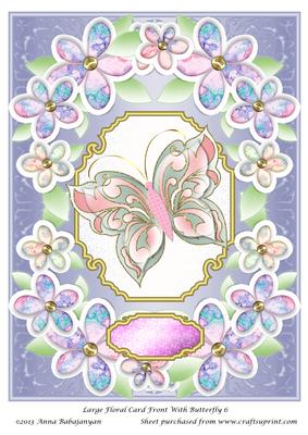 Large Floral Card Front with Butterfly 6