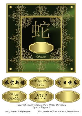 Year of Snake Chinese New Year/ Birthday Square Topper 6