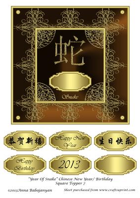 Year of Snake Chinese New Year/ Birthday Square Topper 7
