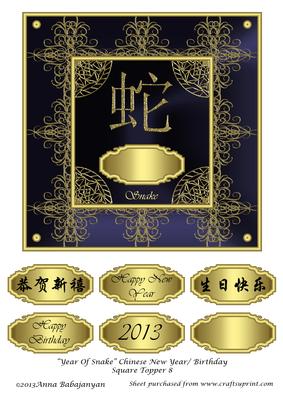 Year of Snake Chinese New Year/ Birthday Square Topper 8