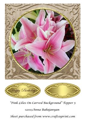 Pink Lilies on Carved Background Topper 5