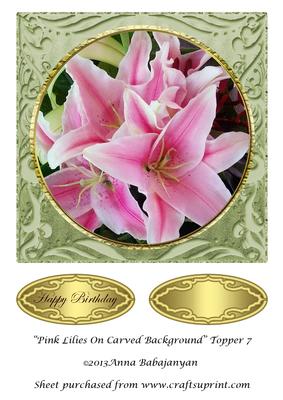 Pink Lilies on Carved Background Topper 7