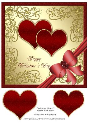 Valentine Hearts Topper with Bow 1