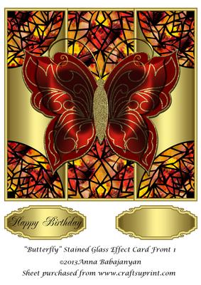 Butterfly Stained Glass Effect Card Front 1