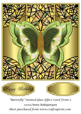 Butterfly Stained Glass Effect Card Front 3