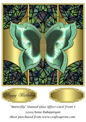 Butterfly Stained Glass Effect Card Front 5