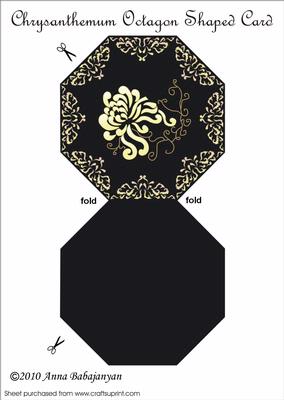Chrysanthemum Octagon Shaped Card ( White -yellow)