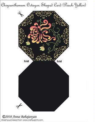 Chrysanthemum Octagon Shaped Card ( Peach-yellow)