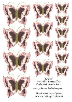 Grace Metallic Butterflies Embellishments Set 2