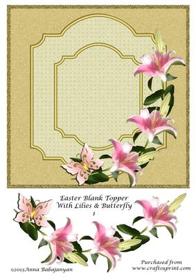 Easter Blank Topper with Lilies & Butterfly 1