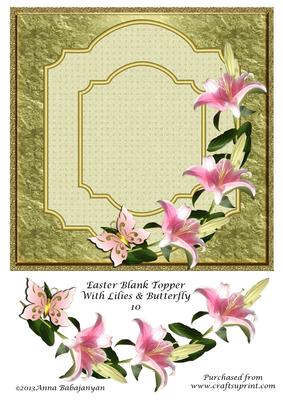 Easter Blank Topper with Lilies & Butterfly 10