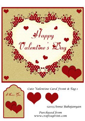 Cute Valentine Card Front & Tag 1