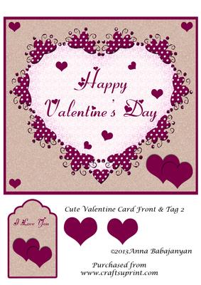 Cute Valentine Card Front & Tag 2