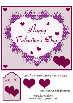 Cute Valentine Card Front & Tag 3