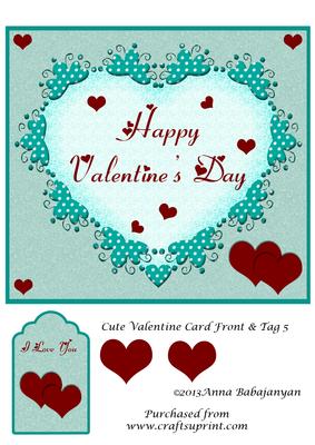 Cute Valentine Card Front & Tag 5